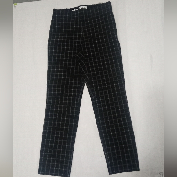 Elle Pants - Elle Women's Black & White Plaid Skinny Ankle Pants Trousers Size Medium
